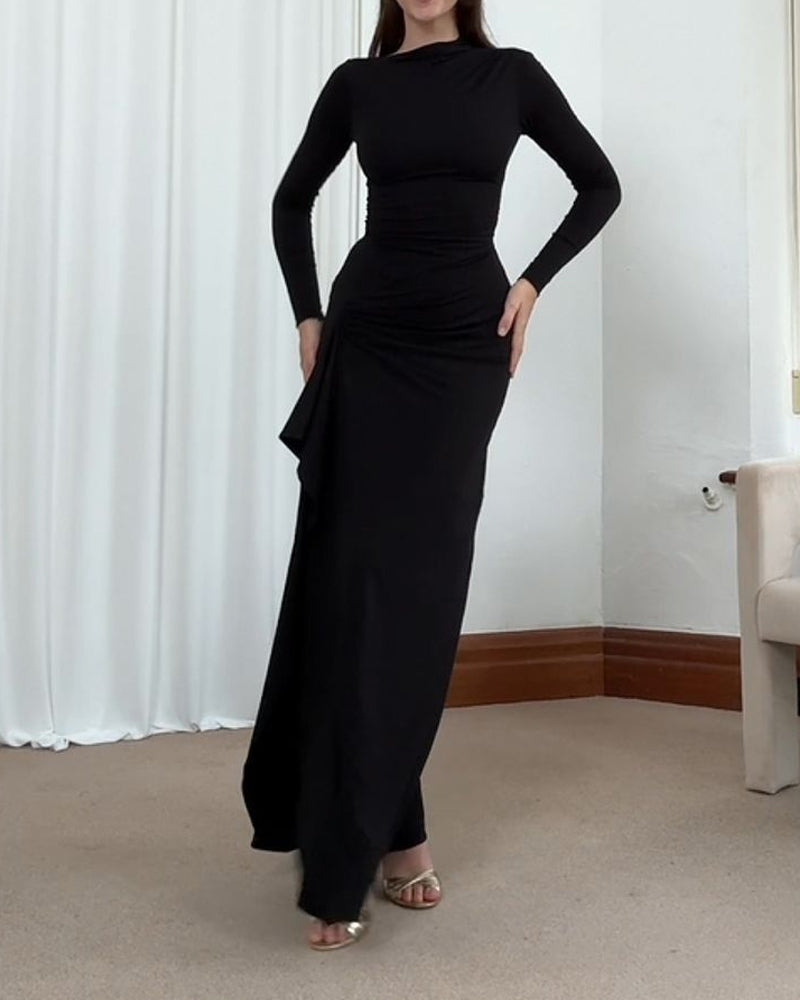 Elegant Solid Color Slimming Dress